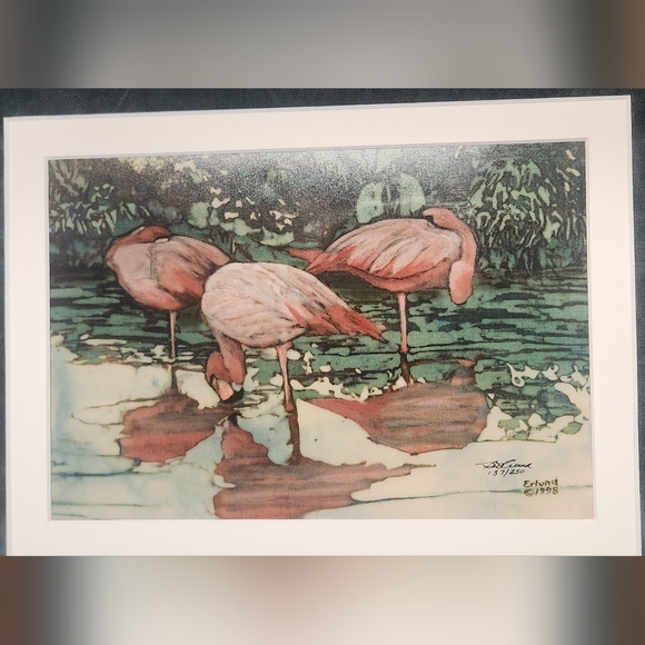 Beth Erlund signed and numbered Flamingo Batik print - Picture 4 of 5